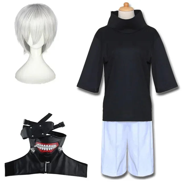 Anime Tokyo Ghoul Kaneki Ken Masker Cosplay Kostuum Shirt Short Tops Mannen Vrouwen Halloween Party Outfit