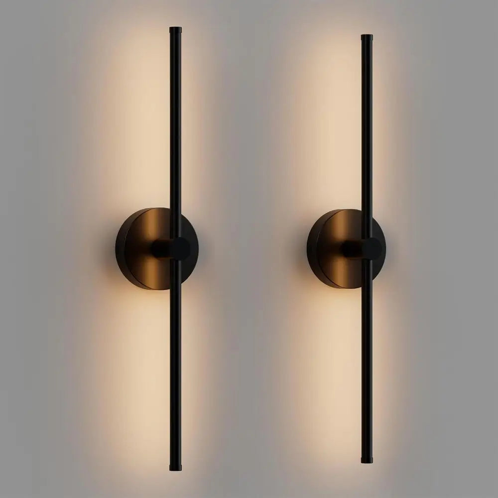 24 Inch LED Indoor Linear Wall Sconces Set o Two, 3CCT Switchable, Matte Black, Hardwired and Wall Mounted, Dimmable or Living R
