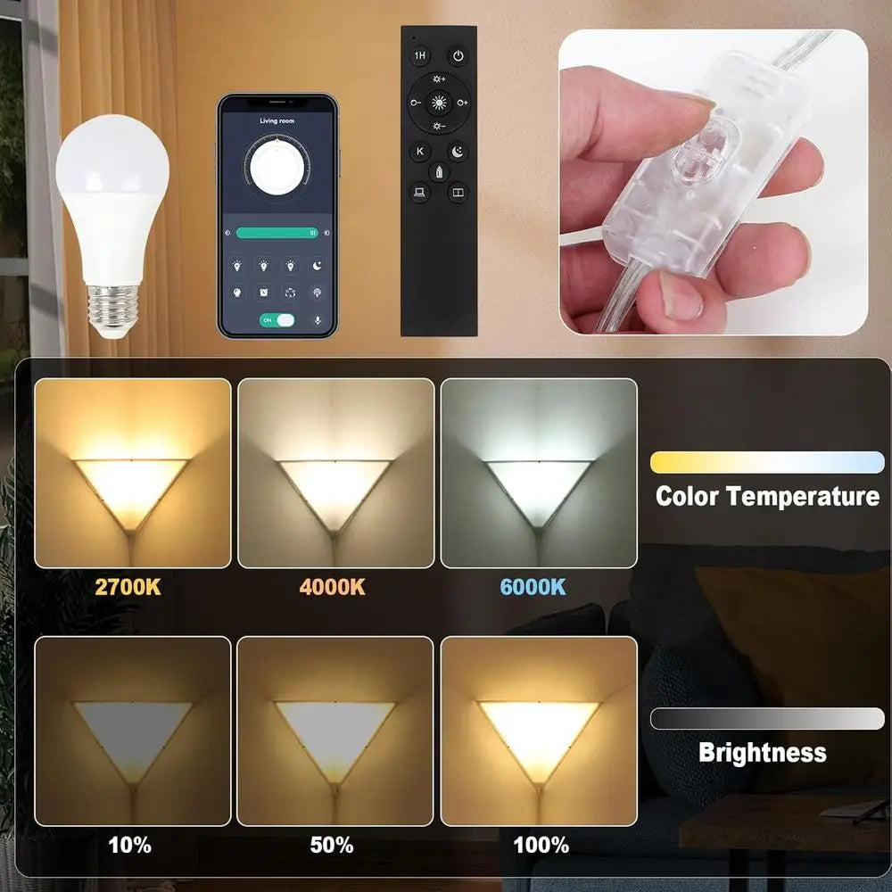 Dimmable Lamp with Remote, Smart Bulb, Plug-in Ceiling Light, LED Lights for Living Room, Bedroom, Basement, Office, Wall Light,