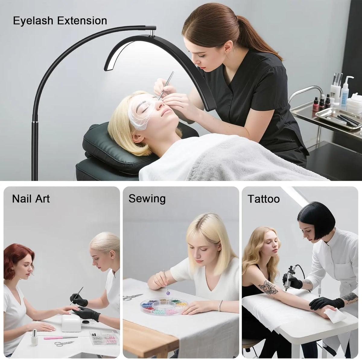Dimmable LED Lash Lamp with Flexible Gooseneck, Shadow-Free Light for Eyelash Extensions, Tattoo, SPA