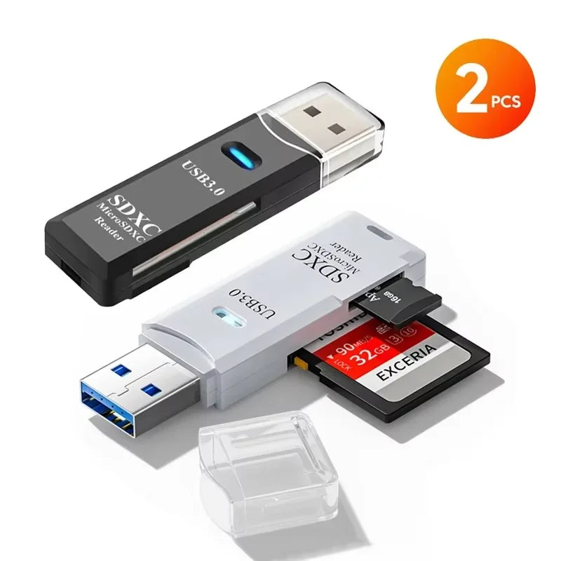 USB 3.0 SD TF Card Reader 2 in 1 High Speed Smart Cardreader Adapter for PC Laptop Notebook Computer Camera Car Mounted