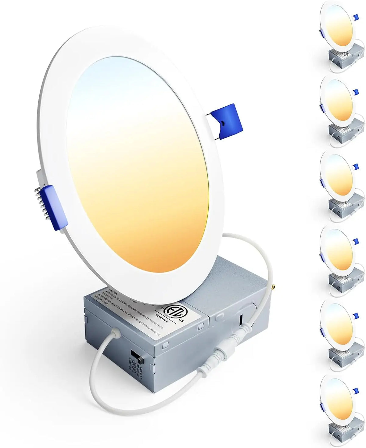 6 Pack 6 Inch LED Recessed Light, Dimmable 2700K-5000K, 1200LM High Brightness, 12W Ultra-Thin Canless Wafer Ceiling Light