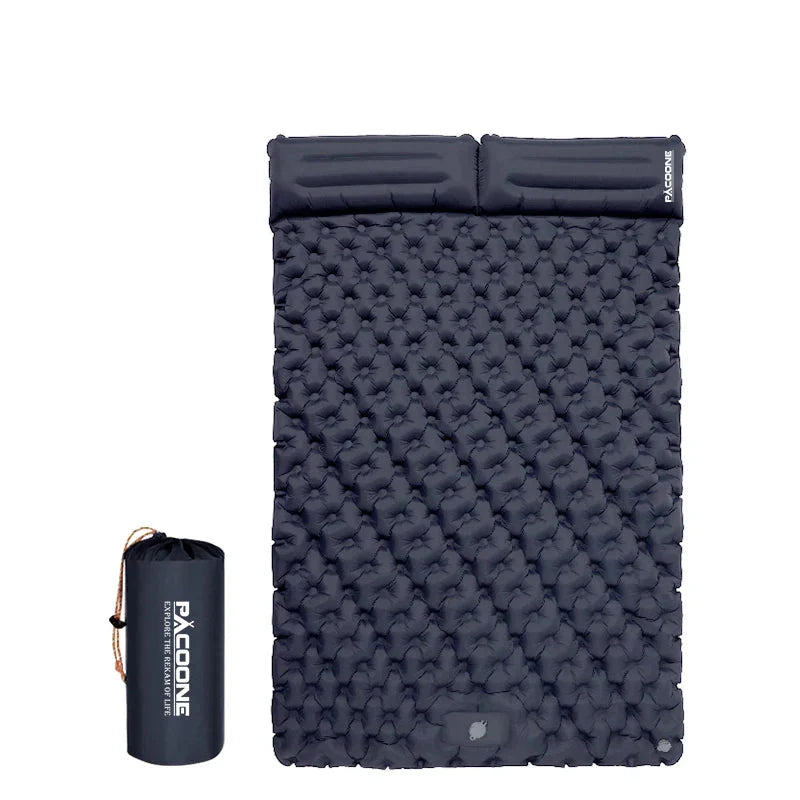 Extra-Wide Double Inflatable Camping Mattress Folding Pad Blue