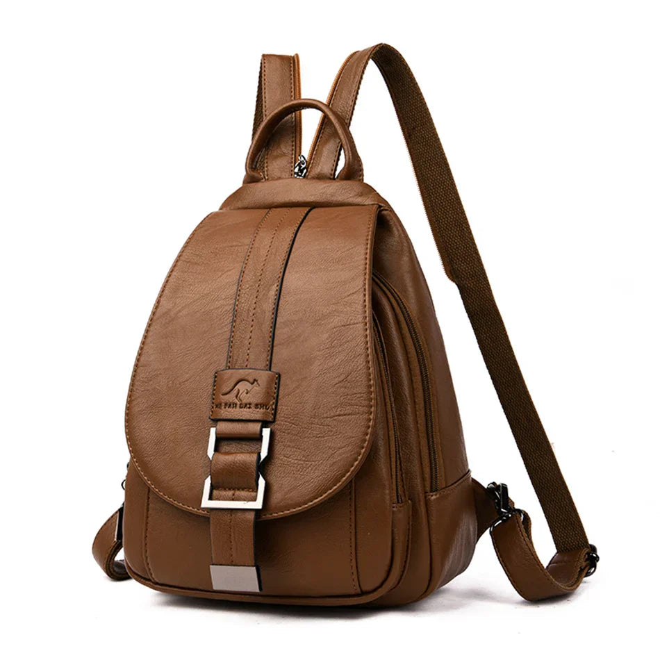 Travel Backpack Women Shoulder School Bag (Brown)