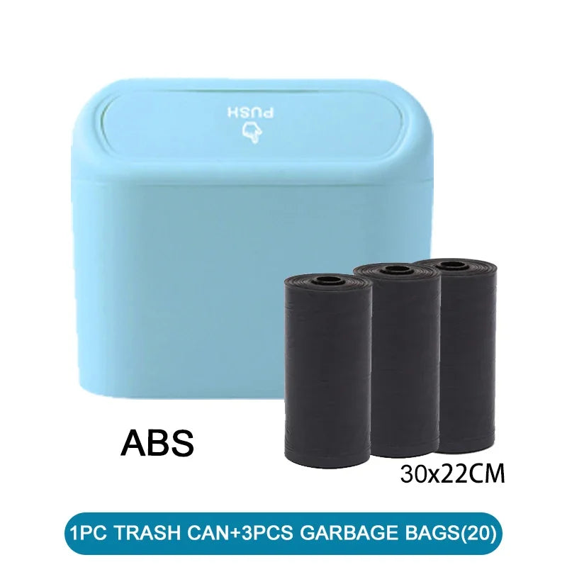 1Pcs Leak-proof Mini Car Trash Can with Lid Small Car Accessories Includes 60 (300) Garbage Bags for Vehicle Interior