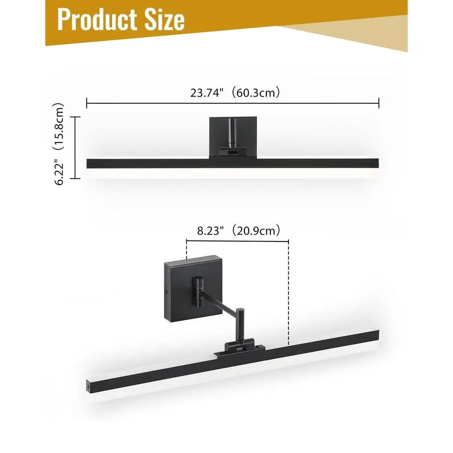 LED Vanity Light,23.6 Adjustable amp Rotatable Bathroom Light Fixture Above Mirror, Wall Sconce, Black
