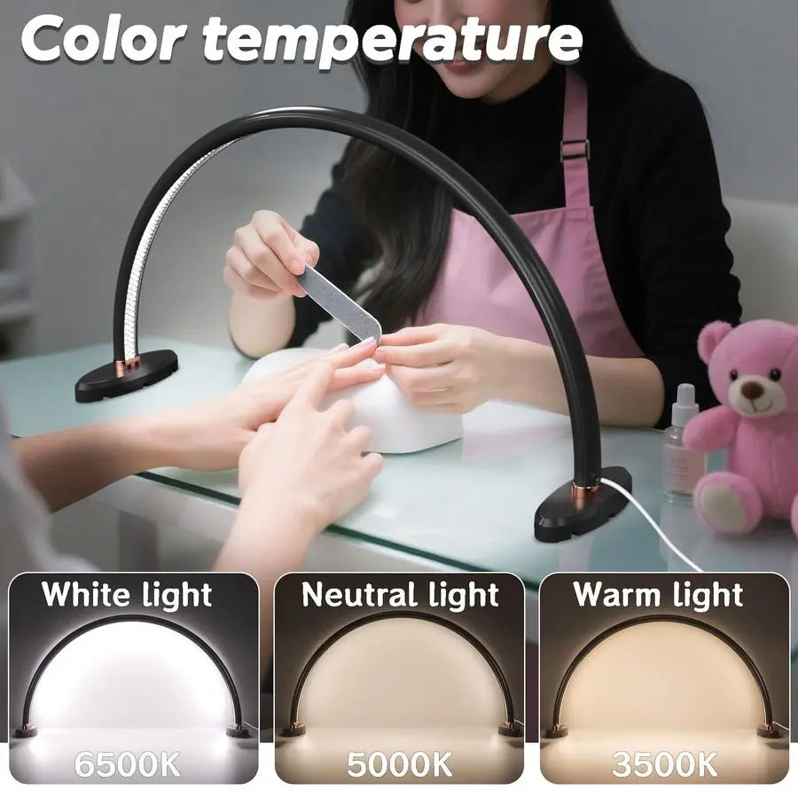 Moon Light for Nail Desk,LED Nail Desk Lamp, 3 Color Temperatures Adjustable,Half Moon Desk Lamp is The Perfect Choice for Perso