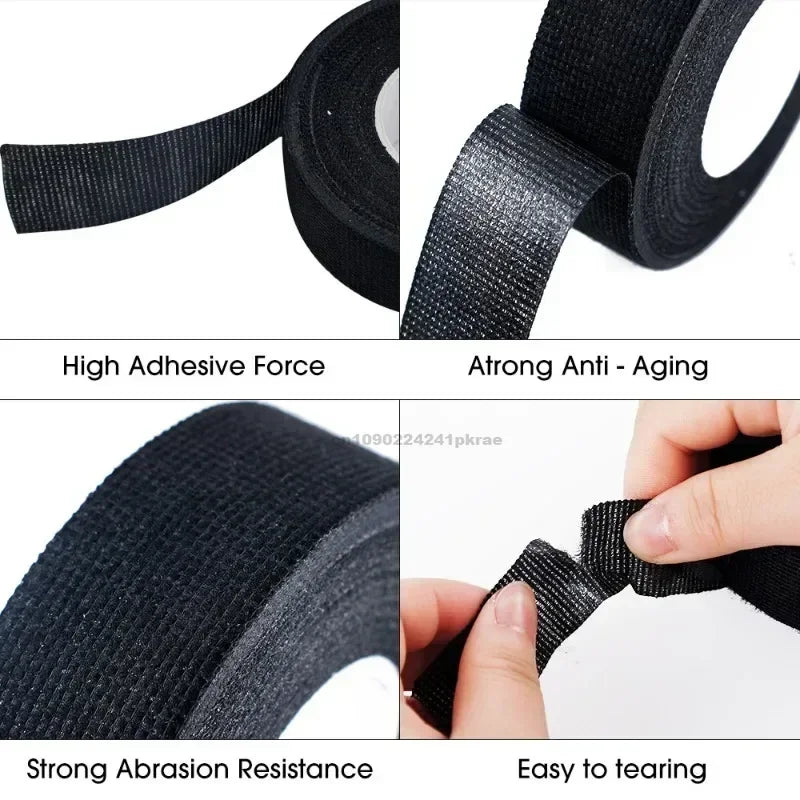 Black Electrical Insulating Tape Fabric Adhesive Tape Automotive Cloth Tape Sound Absorbing Tapes Heat Waterproof Resistance