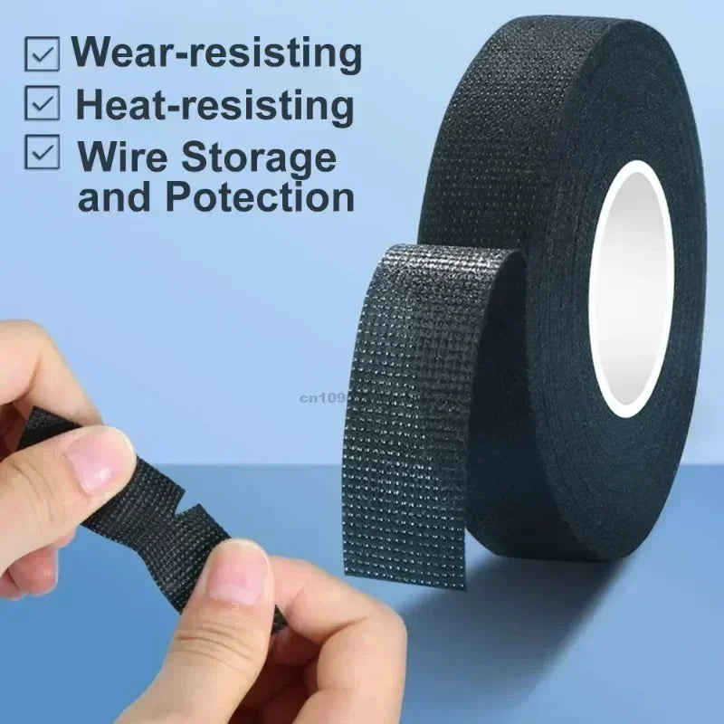 Black Electrical Insulating Tape Fabric Adhesive Tape Automotive Cloth Tape Sound Absorbing Tapes Heat Waterproof Resistance