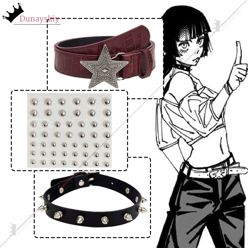 Cosplay Hoshi Kirara Roro JJK Dead Anime Accessories Belt Pants Strap Necklace Neck Lace Disguise Women Halloween Masquerade Set