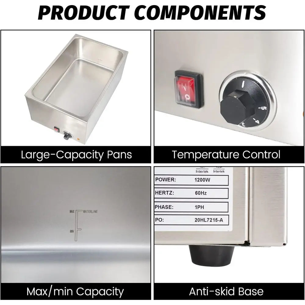 Commercial ood Warmer ull Size Soup Warmer or Catering and Restaurants - 120V, 1200W, its 12"x20" ood Pan