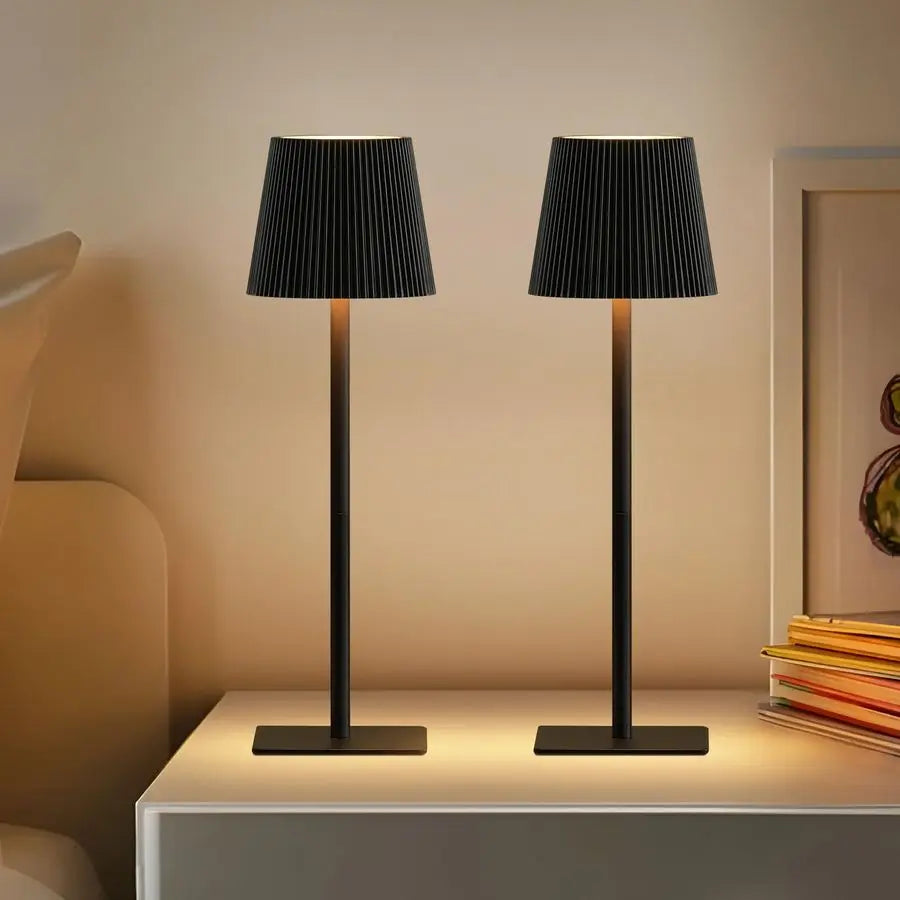 2 Pack Cordless Table Lamp,6000mAh Rechargeable Battery Operated Desk Lamp,Two Adjustable Heights,Waterproof, Touch Control amp