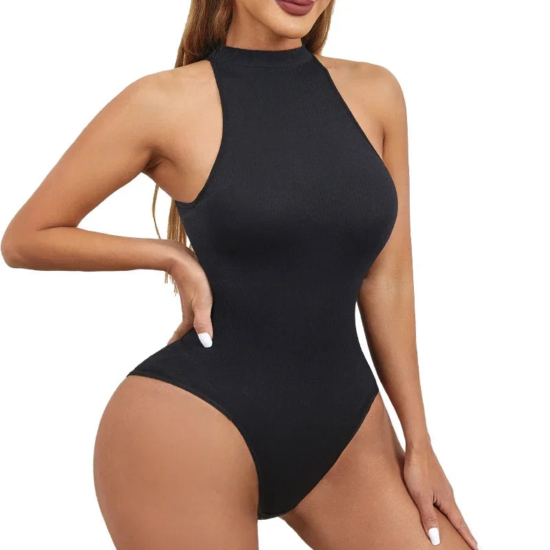 High  Elastic Bodysuits Sexy Sleeveless Crew Neck Shapewear Thong For Womens Waist Trainer Tanks Tops Tummy Control Body Shaper