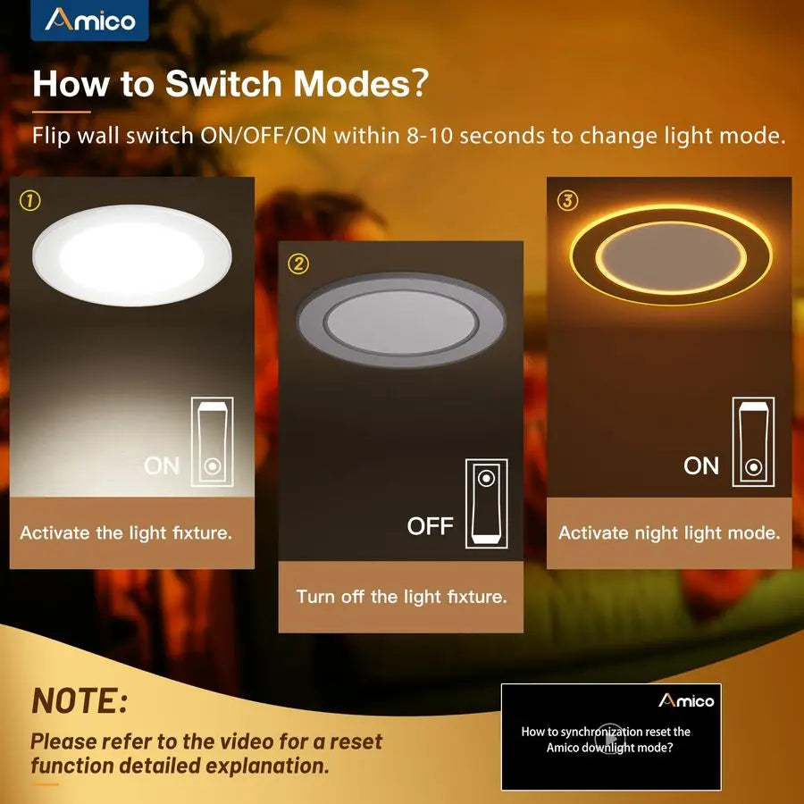 12 Pack 6 Inch 5CCT LED Recessed Ceiling Light with Double Ring Night Light, 27005000K Selectable UltraThin Recessed Lighting, 1