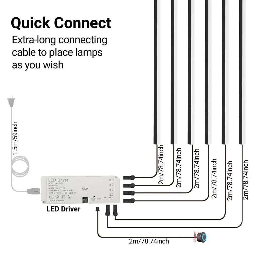 6pcs 16Inch DC12V Black 3000K Warm White LED Wall Panel Lights, SelfAdhesive Dimmable Touch Switch Slat Wall Lights Strip for Wo