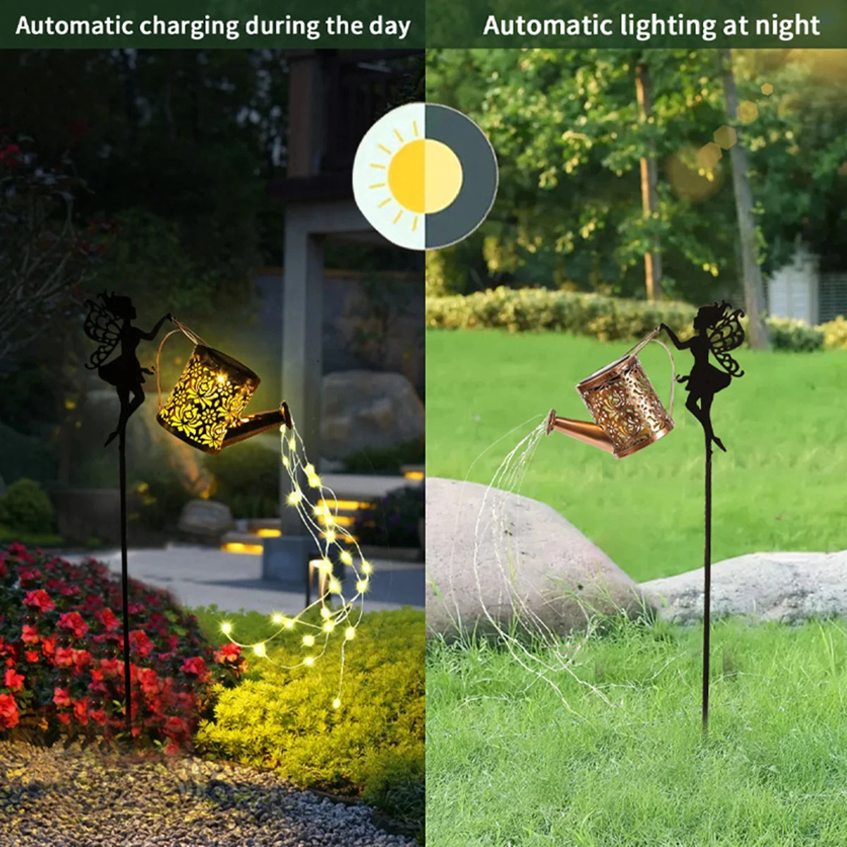 Solar Fairy Watering Can Lights Flowing Water Flickering LEDs Decorative Lawn Lamp for Courtyards Gardens Outdoor Gardening Gift