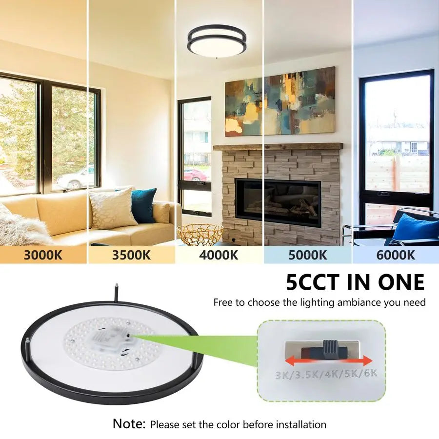 Mount Ceiling Light 2 Pack 36W 3000K 3500K 4000K 5000K 6000K Dimmable Led Ceiling Light Fixture for Kitchen Hallway Bedroom Bath