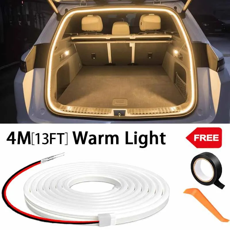 Car high brightness trunk lighting ambient light interior decoration LED wiring free automatic sensing tailgate light strip