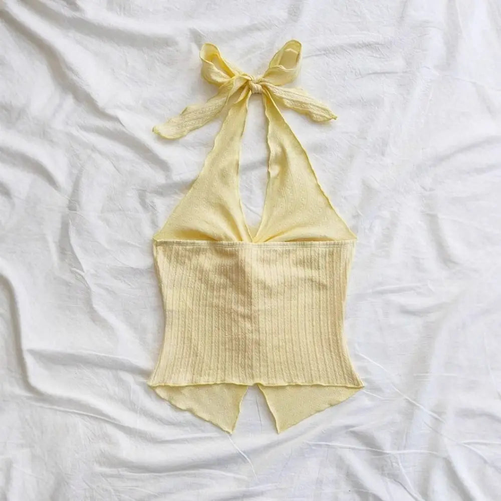Fashion Y2K Clothes V-neck Crop Top Sexy Sleeveless Sling Camisole Tether Sling Backless Top for Women