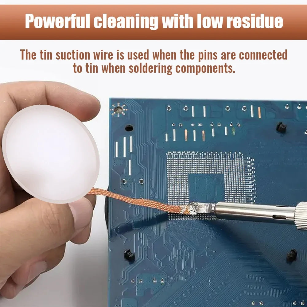 1.0-4.0mm Desoldering Mesh Braid Tape Copper Welding Point Solder Remover  Wire Soldering Wick Tin Lead Cord Flux For Soldering