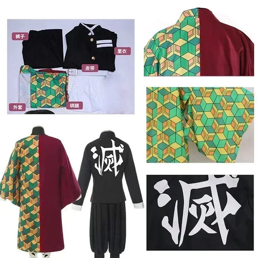 2025 Halloween Anime Demon Slayer Tomioka Giyuu Cosplay Costume Accessories Suit Uniforms Kimetsu No Yaiba Costumes Wig