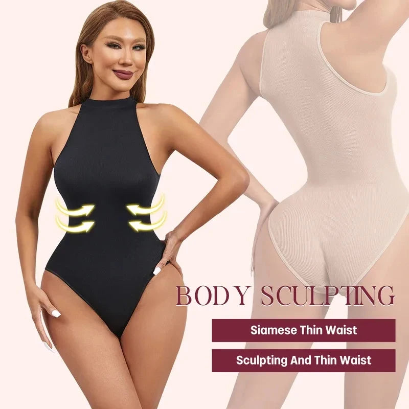 High  Elastic Bodysuits Sexy Sleeveless Crew Neck Shapewear Thong For Womens Waist Trainer Tanks Tops Tummy Control Body Shaper