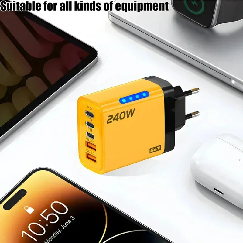 240W 5 Ports USB PD Charger Type C Quick Charge Phone Chargers USB Fast Charging Adapter For Various Types Of Mobile Phones New