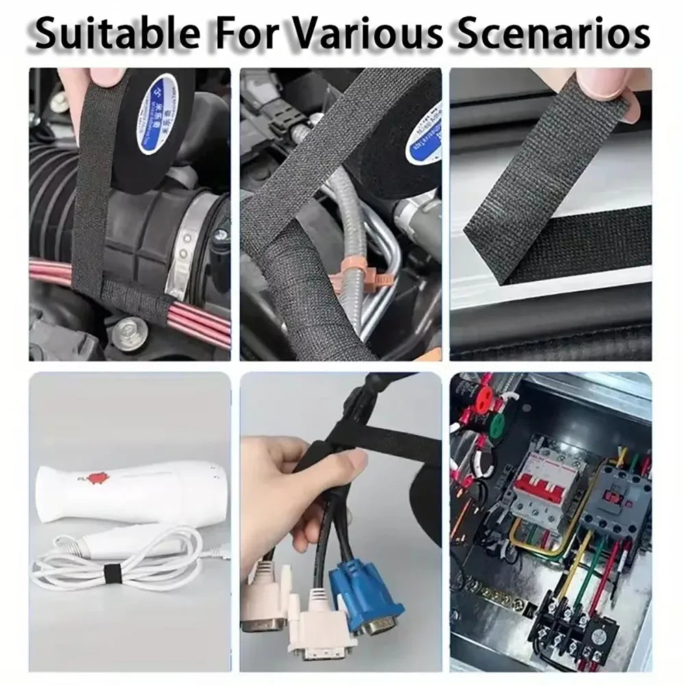 15 Meter Heat-Resistant Flame Retardant Tape Adhesive Cloth Tape For Car Cable Harness Wiring Loom Protection Electrical Tape
