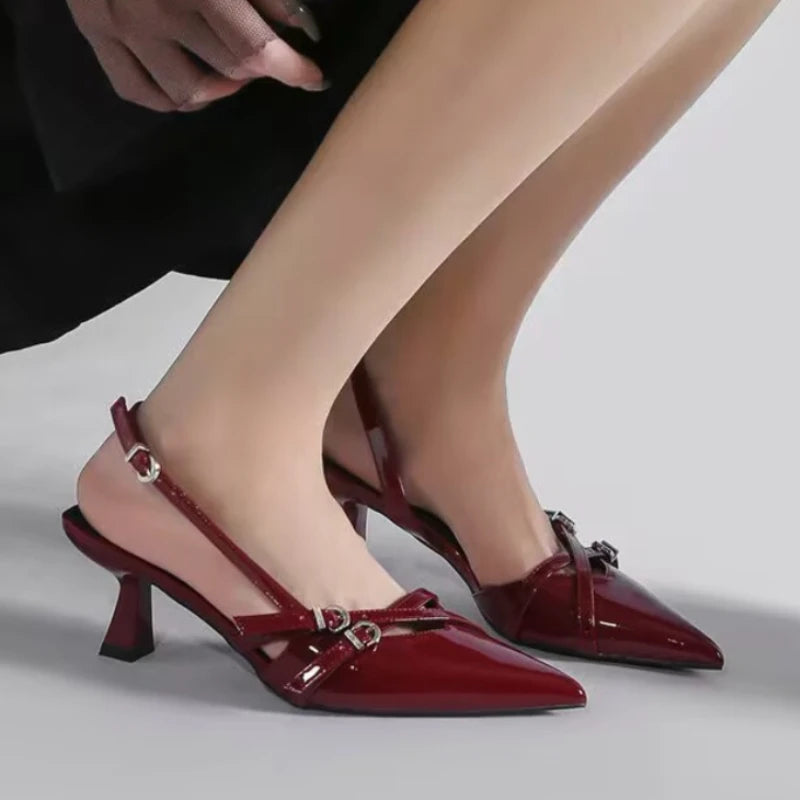 2026 New Summer Luxury Buckle Stiletto Sandals for Women Sexy Pointed Toe Low-Top Comfortable Office and Casual Women High Heels