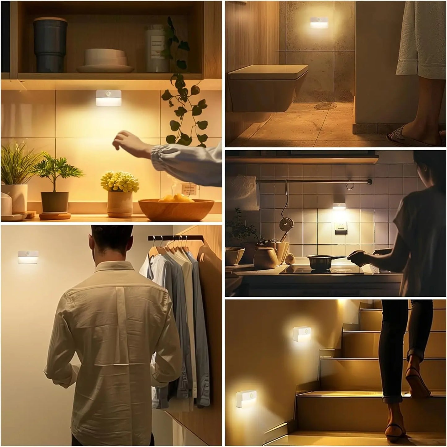 8 Pack Motion Sensor Stair Lights, Battery Operated Wireless LED Night Lamps for Indoor Use