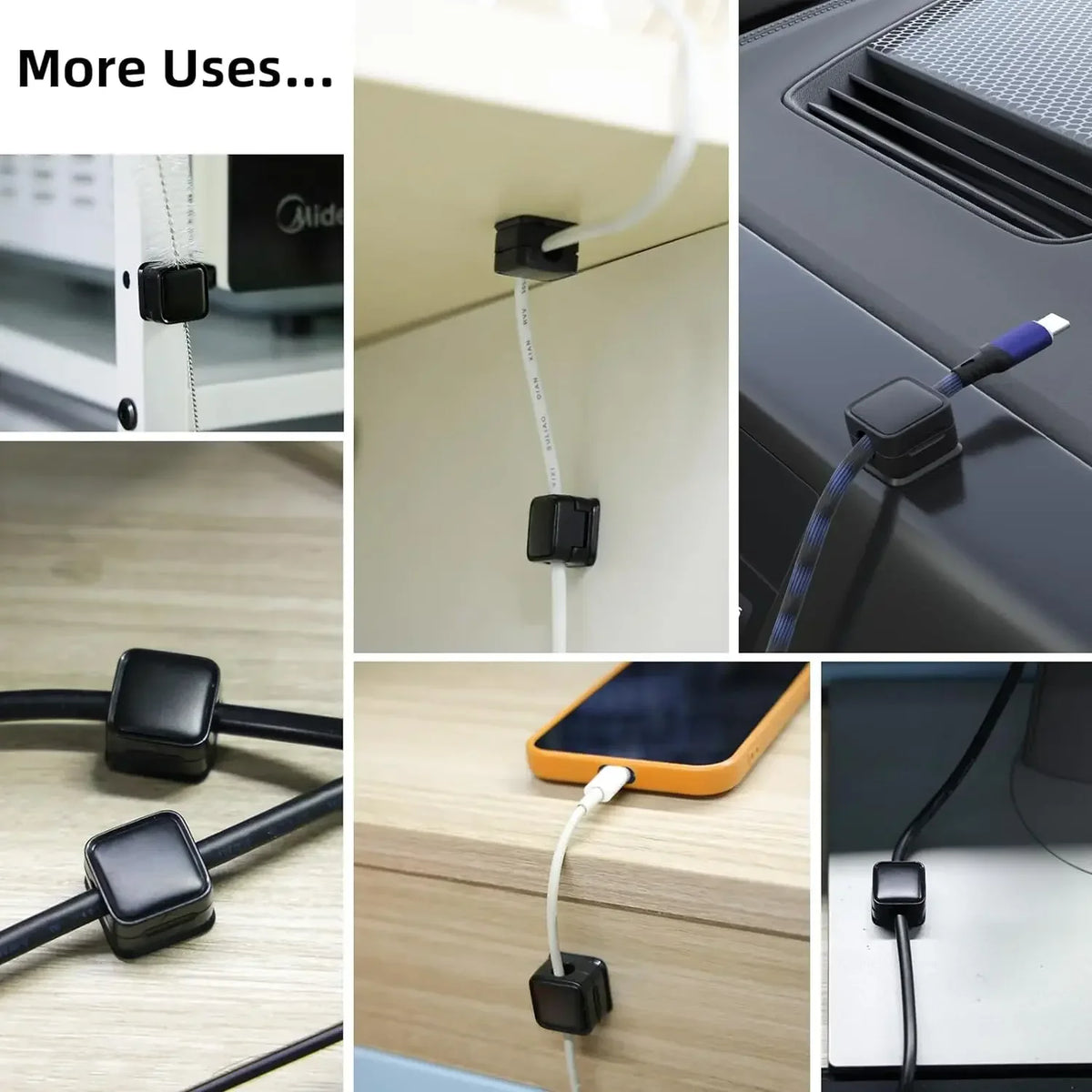 3-12 Pcs/Set Magnetic Cable Clips Cable Organiser Adjustable Cord Holder Under Desk Organizing Cable Management Holder