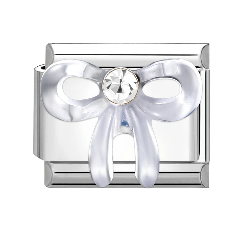 Zircon Moon Cherry Bow Knot Butterfly Heart Star Italian Charm Links Fit 9mm Bracelet Stainless Steel DIY Jewelry Making Gifts
