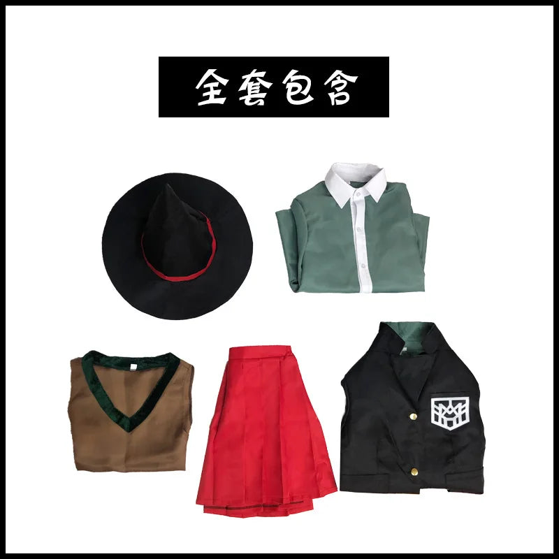 Anime Danganronpa Magician Yumeno Himiko Girl Uniform Halloween Carnival Student JK Uniform Cosplay Costume Red Wig