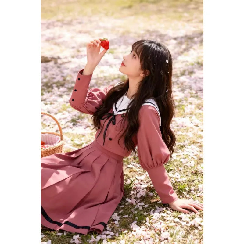 Anime The Fragrant Flower Blooms with Dignity Character Waguri Kaoruko Cosplay Costume Shirt Dress Bow Tie School Uniform Women