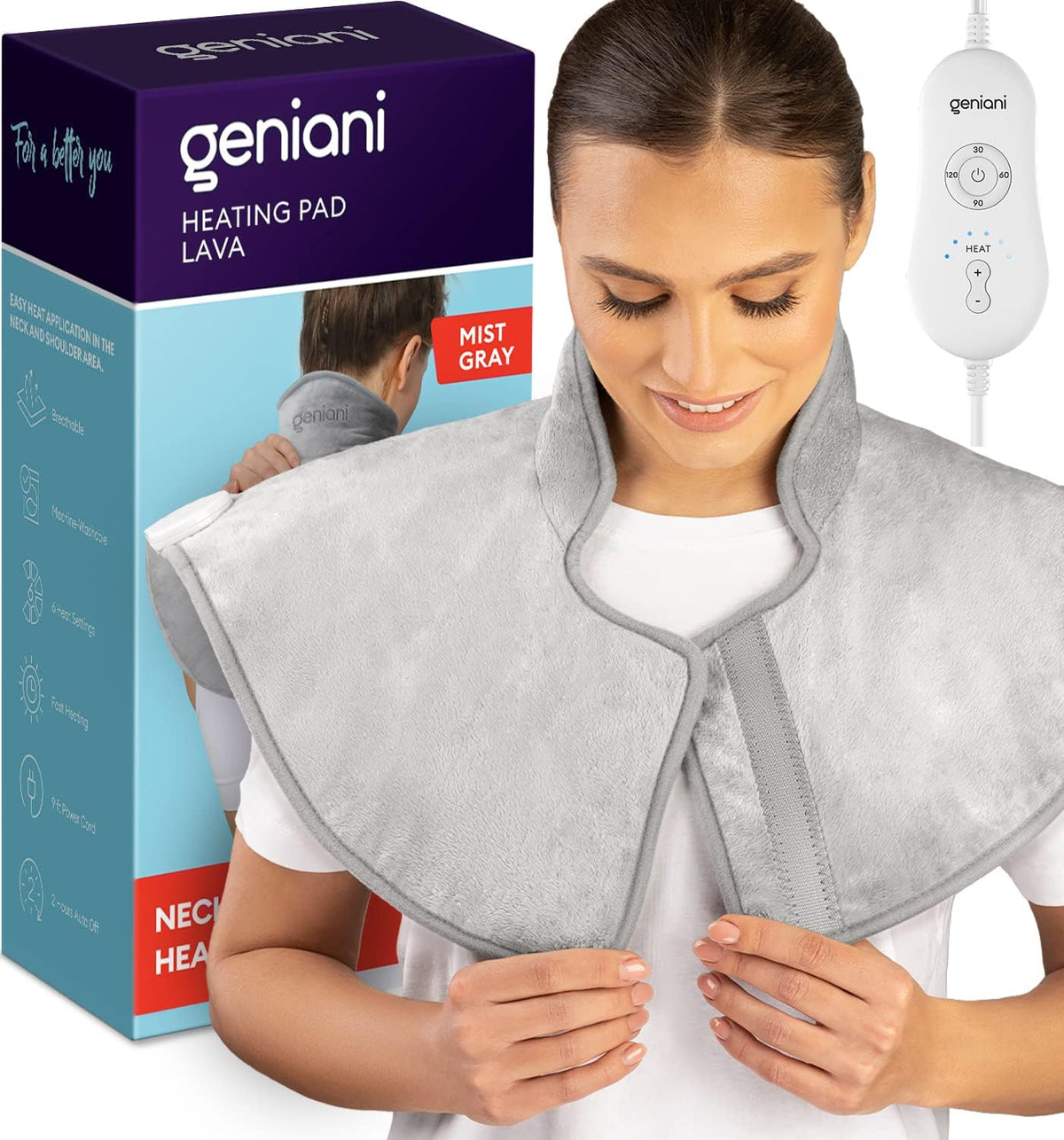 Neck & Shoulders Heating Wrap Lava, Mist Gray