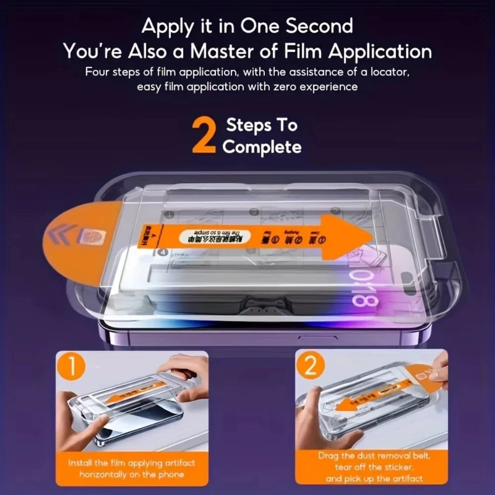 1-5PCS Easy Install HD Screen Protector For iPhone 17 Pro Max 15 16 13 11 14 16e 12 Mini XR X Xs 7 8 Plus Air Tempered Glass