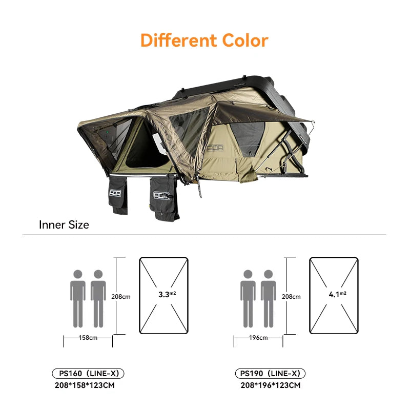Spacious Space Factory Hot Selling Line-X Coated ABS Hard Shell Roof Top Tent For 4x4 And SUV Cars Outdoor Tent