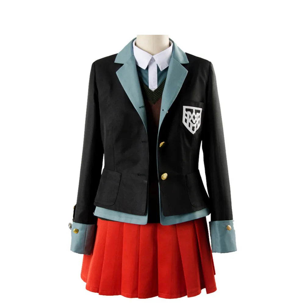 Anime Danganronpa Magician Yumeno Himiko Girl Uniform Halloween Carnival Student JK Uniform Cosplay Costume Red Wig