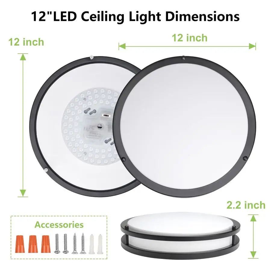 Mount Ceiling Light 2 Pack 36W 3000K 3500K 4000K 5000K 6000K Dimmable Led Ceiling Light Fixture for Kitchen Hallway Bedroom Bath