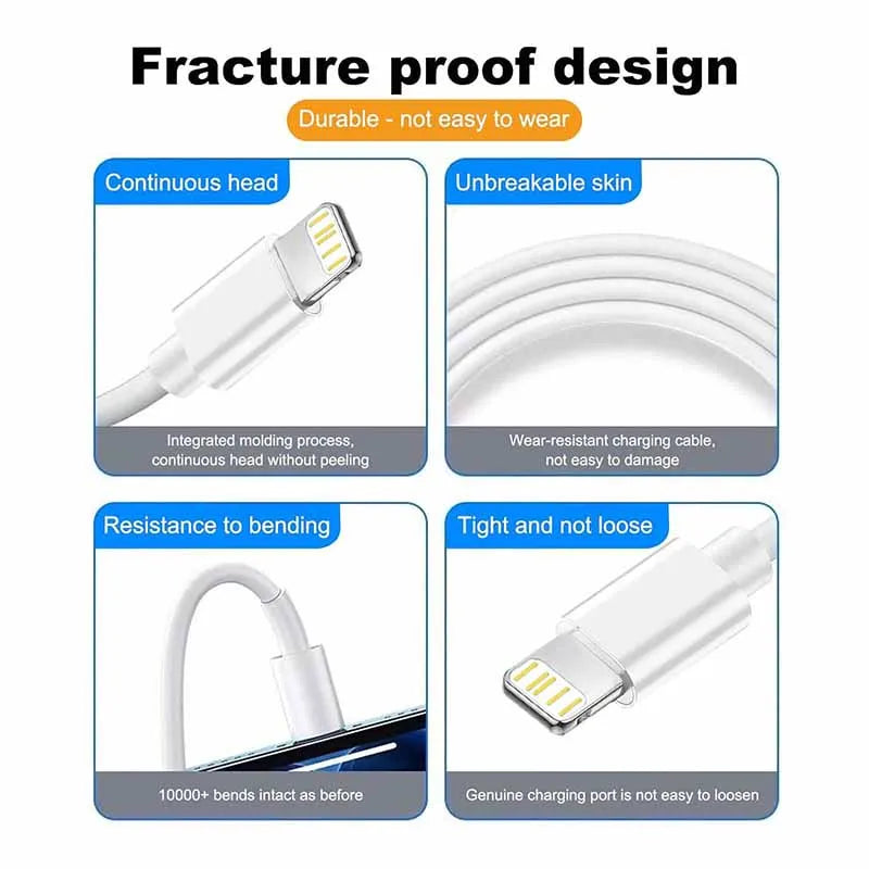 3A USB A To Lightning Fast Charging Cable For iPhone 14 13 12 Pro Max iPad USB A To iOS Data Cable Charger Accessories 1M 2M 3M