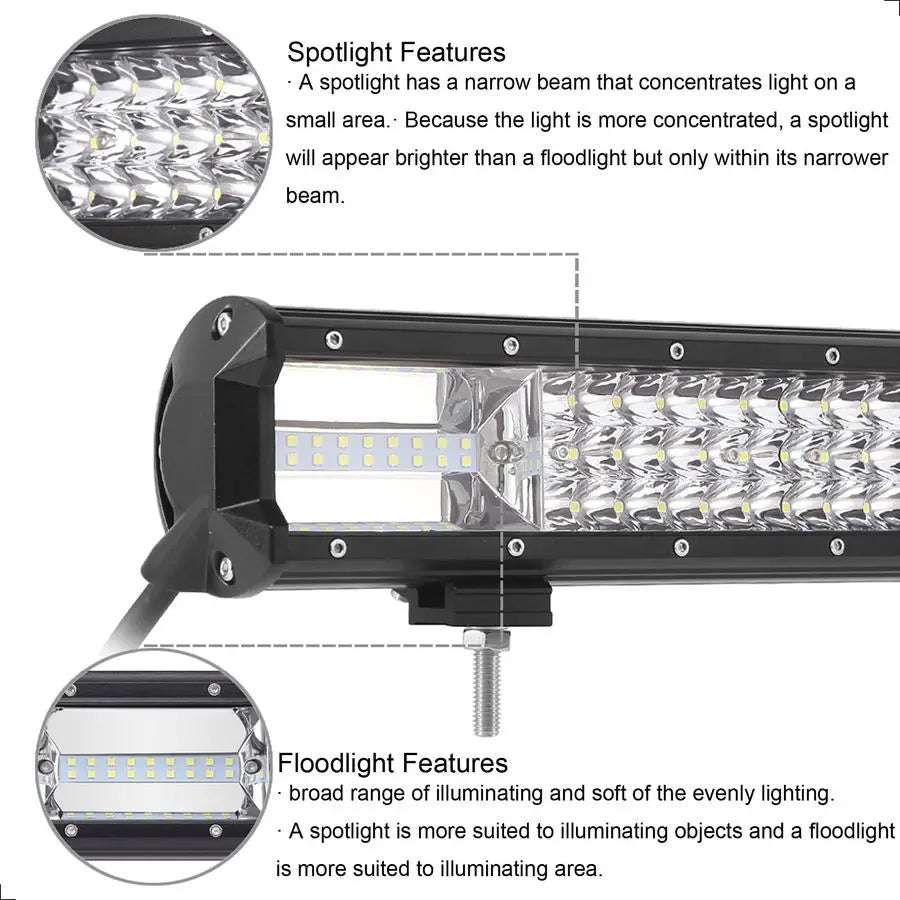 16 Inch 216W Tri Row Offroad High Power Chips LED Light Bar Driving Work Lights for FJ Cruiser OffRoad 4WD 4x4 Tractor Pickup Tr