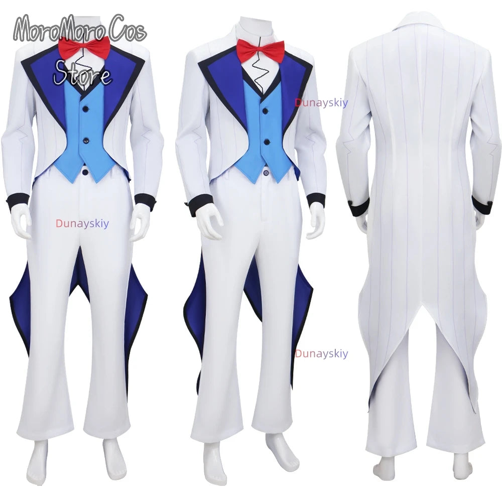 2025 New Anime Cosplay Hotel VOX Cosplay Costume White Suit Top Pants Women Men Halloween Roleplay Clothes