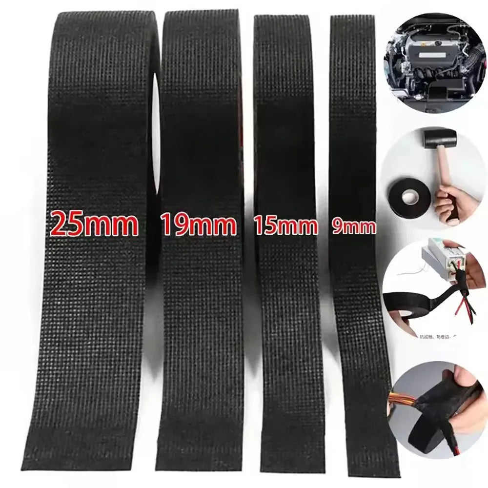 15 Meter Heat-Resistant Flame Retardant Tape Adhesive Cloth Tape For Car Cable Harness Wiring Loom Protection Electrical Tape