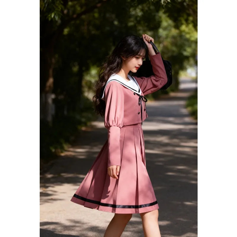 Anime The Fragrant Flower Blooms with Dignity Character Waguri Kaoruko Cosplay Costume Shirt Dress Bow Tie School Uniform Women