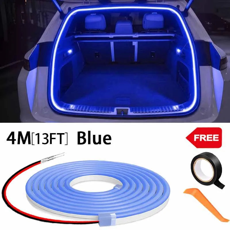 Car high brightness trunk lighting ambient light interior decoration LED wiring free automatic sensing tailgate light strip