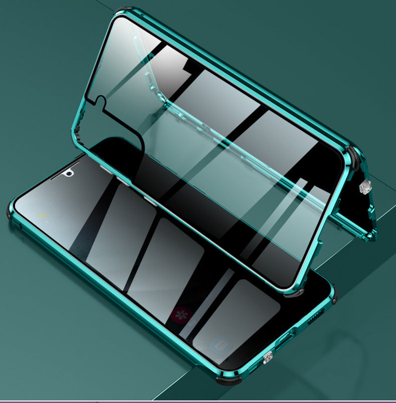 Metal Shield Dual-Sided Glass Case for Samsung S21/S23