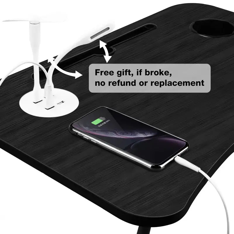 NNEDSZ NNECN Laptop Desk Bed Table Tray Folding Breakfast Table Portable Lap Standing Desk Notebook Stand Reading Holder for Bed/Sofa Large Lap Desk with USB-Charger and Cup-Holder
