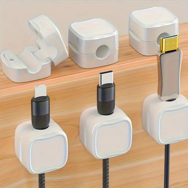 3-12 Pcs/Set Magnetic Cable Clips Cable Organiser Adjustable Cord Holder Under Desk Organizing Cable Management Holder