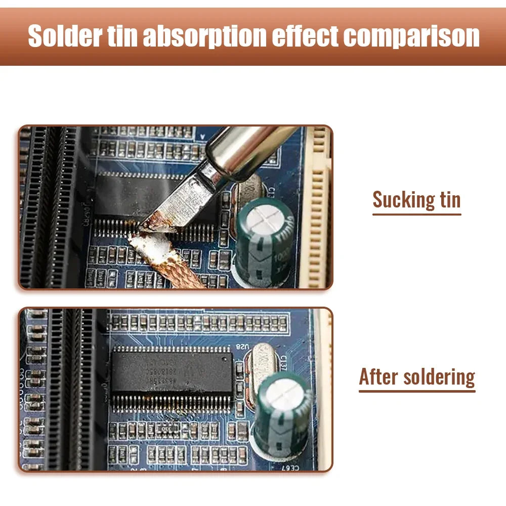 1.0-4.0mm Desoldering Mesh Braid Tape Copper Welding Point Solder Remover  Wire Soldering Wick Tin Lead Cord Flux For Soldering