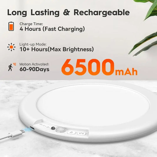2 Pack Rechargeable Motion Sensor Ceiling Lights, Battery Operated Closet Lights with Remote, 500LM 3000K/4500K/6500K, 0.55 Ultr